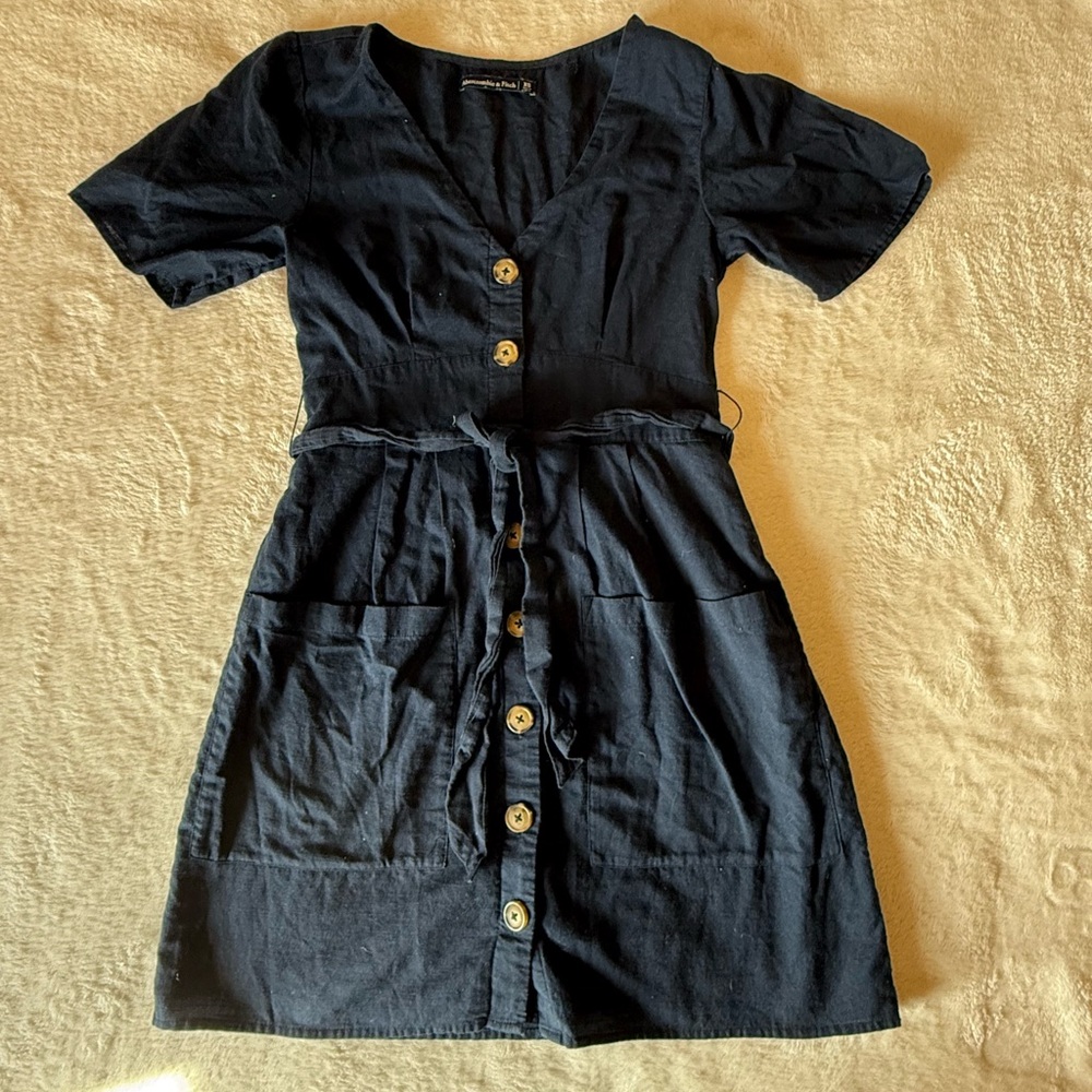 Abercrombie‎ & Fitch Navy Button-Front Mini Dress